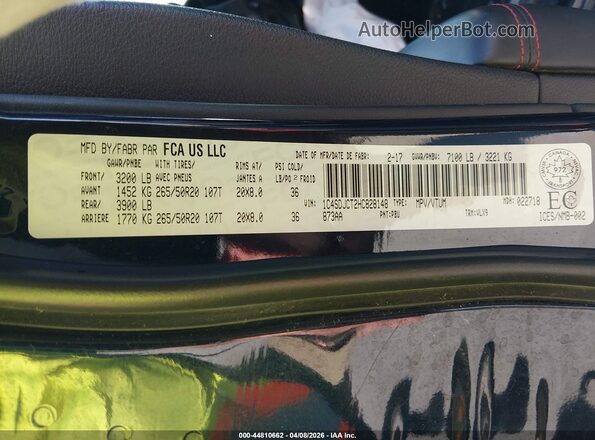 1C4SDJCT2HC828148 2017 DODGE DURANGO Синий Вид подкапотного пространства