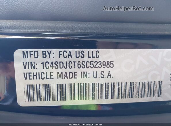 1C4SDJCT6SC523985 2025 DODGE DURANGO Black Widok komory silnika