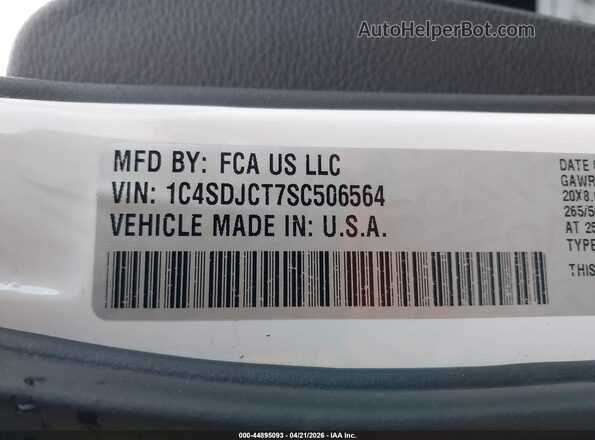 1C4SDJCT7SC506564 2025 DODGE DURANGO White ძრავის განყოფილების ხედი