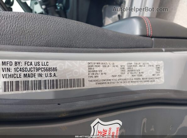 1C4SDJCT9PC568586 2023 DODGE DURANGO Gray Widok komory silnika