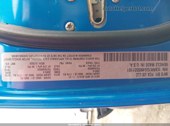 1C6RR7GG4MS531101 2021 RAM 1500 CLASSIC Синий Вид подкапотного пространства