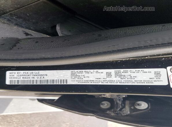 1C6RREMT7NN393270 2022 RAM 1500 Black Vista del compartimento del motor