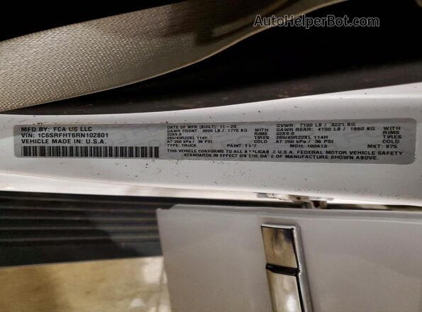 1C6SRFHT6RN102801 2024 RAM 1500 Белый Вид подкапотного пространства