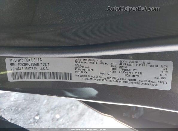1C6SRFJT2MN718871 2021 RAM 1500 Серый Вид подкапотного пространства