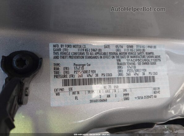 1FADP5CU6GL112079 2016 FORD C-MAX ENERGI Серебряный Вид подкапотного пространства