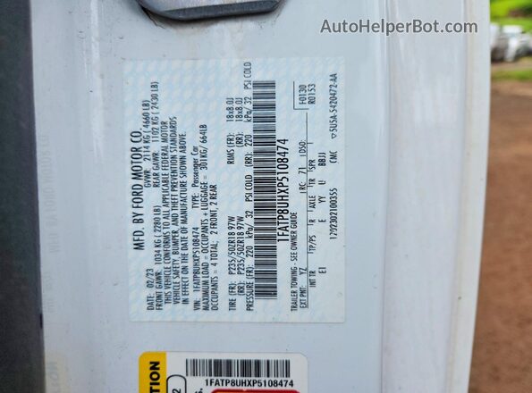 1FATP8UHXP5108474 2023 FORD MUSTANG White Engine compartment view