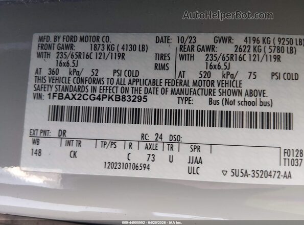 1FBAX2CG4PKB83295 2023 FORD PASSENGER Gray Շարժիչի բաժամունքի տեսք