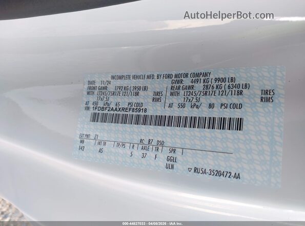 1FDBF2AAXREF85918 2024 FORD F-250 White Widok komory silnika