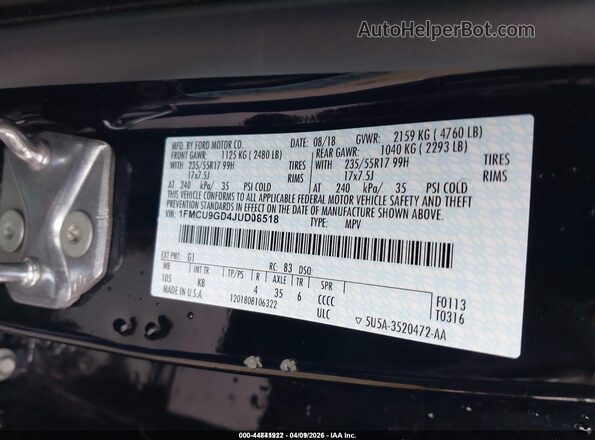 1FMCU9GD4JUD08518 2018 FORD ESCAPE  Вид підкапотного простору