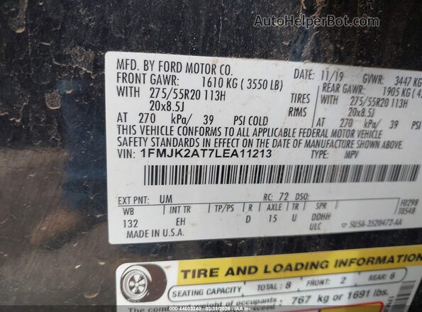 1FMJK2AT7LEA11213 2020 FORD EXPEDITION Черный Вид подкапотного пространства