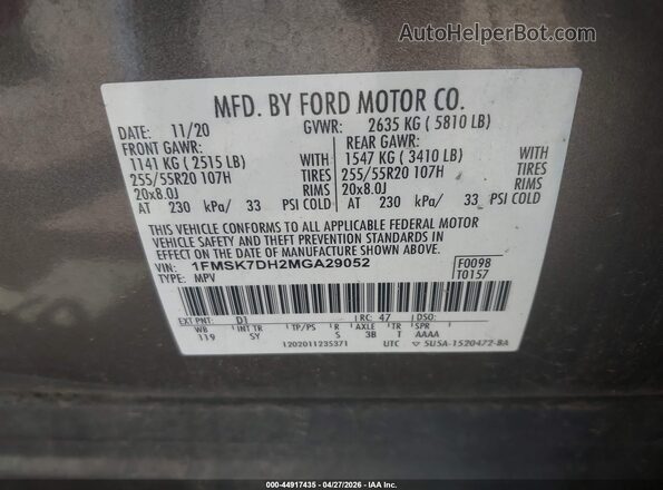 1FMSK7DH2MGA29052 2021 FORD FORD EXPLORER Gold Widok komory silnika
