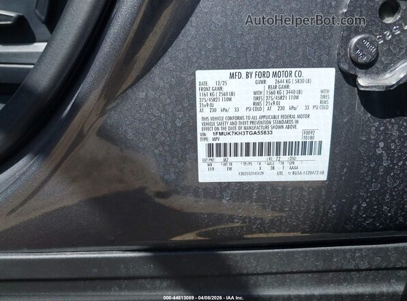1FMUK7KH3TGA55833 2026 FORD FORD EXPLORER Gray Widok komory silnika