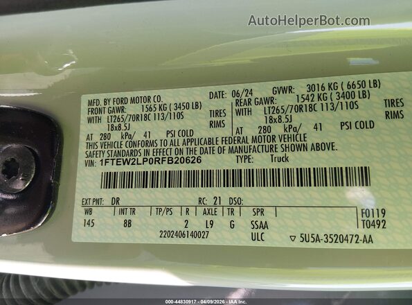 1FTEW2LP0RFB20626 2024 FORD F150 Серый Вид подкапотного пространства