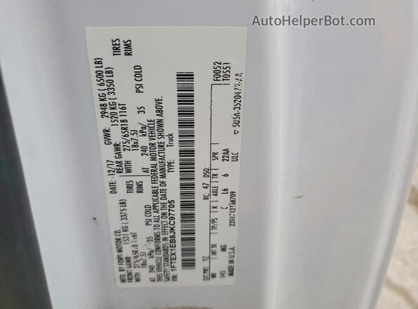 1FTEX1EB8JKC97705 2018 FORD F150 Белый Вид подкапотного пространства