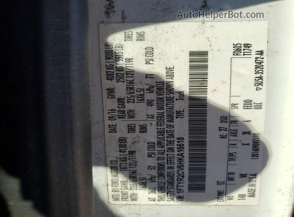 1FTYR2CV6HKA16618 2017 FORD TRANSIT Белый Вид наклейки с VIN-кодом