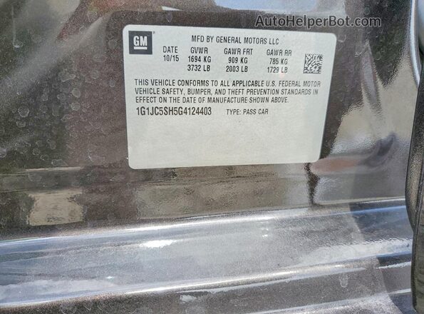 1G1JC5SH5G4124403 2016 CHEVROLET SONIC Gray Widok komory silnika