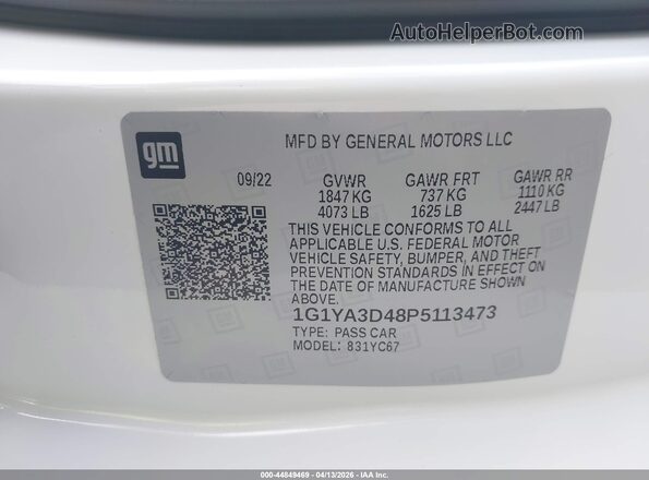 1G1YA3D48P5113473 2023 CHEVROLET CORVETTE White Widok komory silnika