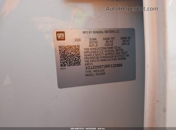 1G1ZD5ST2RF132888 2024 CHEVROLET MALIBU Белый Вид подкапотного пространства