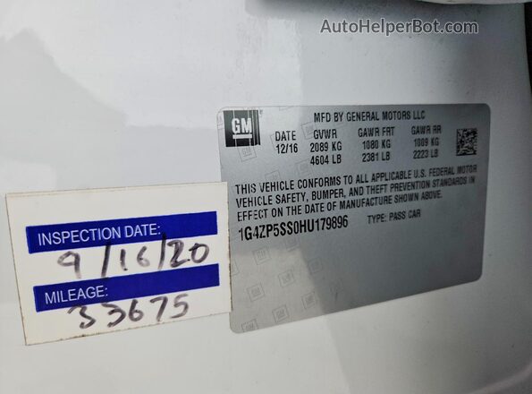 1G4ZP5SS0HU179896 2017 BUICK LACROSSE Белый Вид подкапотного пространства