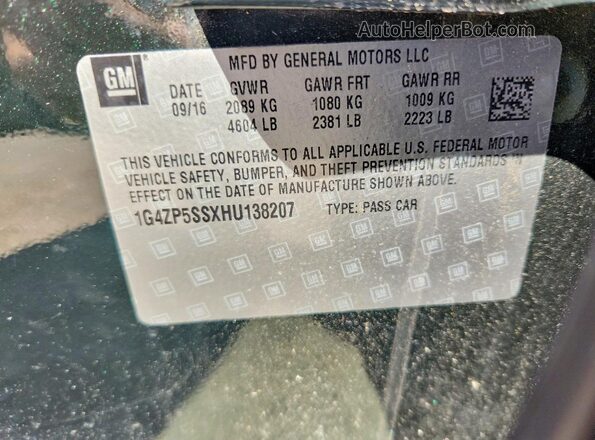 1G4ZP5SSXHU138207 2017 BUICK LACROSSE Зеленый Вид наклейки с VIN-кодом