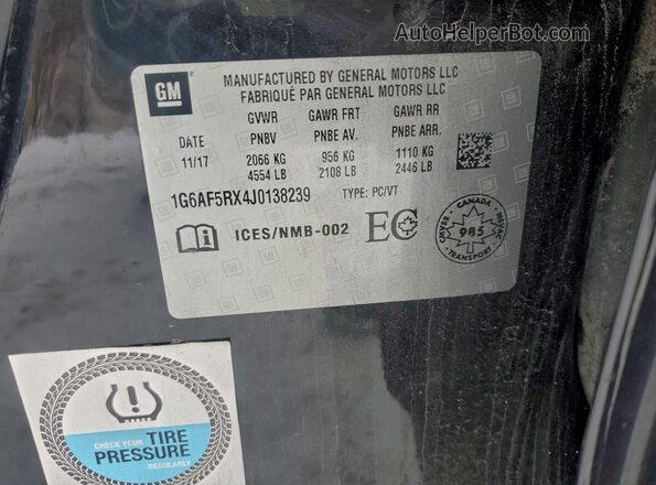 1G6AF5RX4J0138239 2018 CADILLAC ATS Черный Вид подкапотного пространства