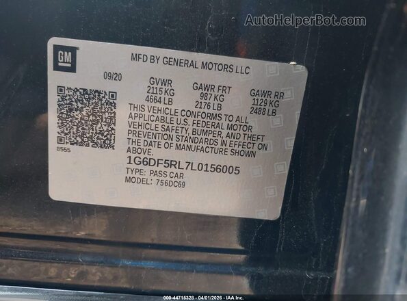 1G6DF5RL7L0156005 2020 CADILLAC CT4 Black Widok komory silnika