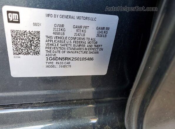 1G6DN5RK2S0105486 2025 CADILLAC CT5 Gray Vista del compartimento del motor