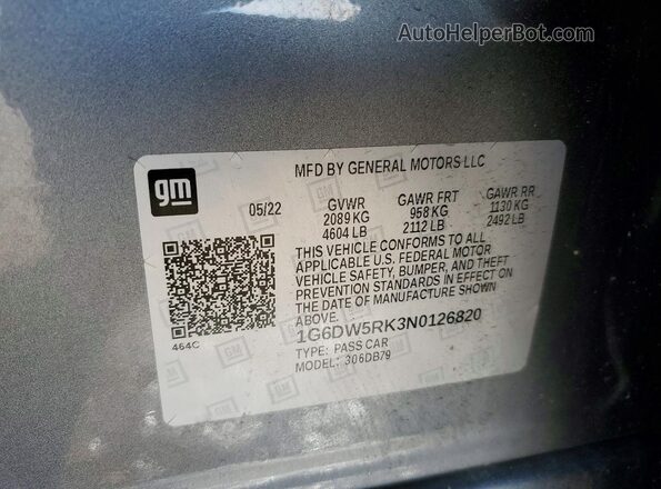 1G6DW5RK3N0126820 2022 CADILLAC CT5 Серый Вид подкапотного пространства