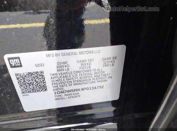 1G6DW5RK4P0134752 2023 CADILLAC CT5 Черный Вид подкапотного пространства