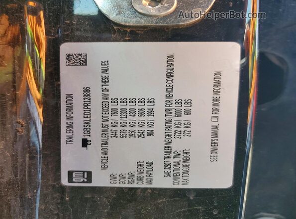 1GBSKLED1PR128886 2023 CHEVROLET TAHOE Black Widok naklejki z numerem VIN