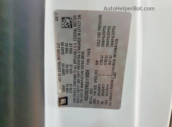 1GCHSCEN9J1118059 2018 CHEVROLET COLORADO Белый Вид подкапотного пространства