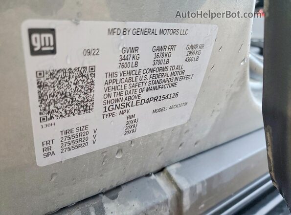 1GNSKLED4PR154126 2023 CHEVROLET TAHOE Gray VIN sticker view