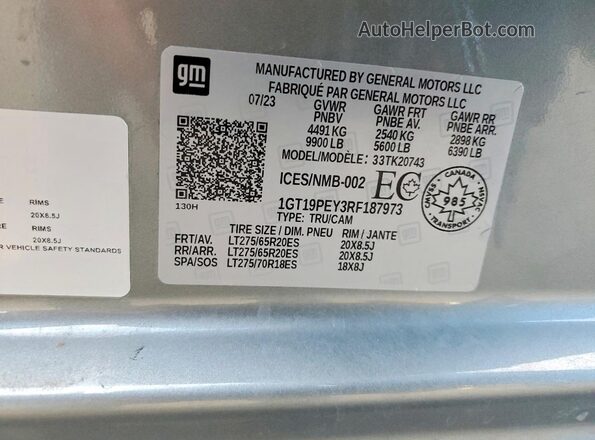 1GT19PEY3RF187973 2024 GMC SIERRA Серый Вид подкапотного пространства