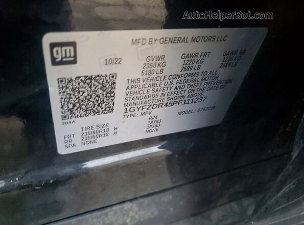 1GYFZDR45PF111237 2023 CADILLAC XT4 Black ძრავის განყოფილების ხედი