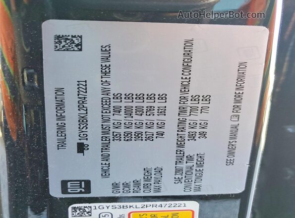 1GYS3BKL2PR472221 2023 CADILLAC ESCALADE Black Vista interior de 360 grados