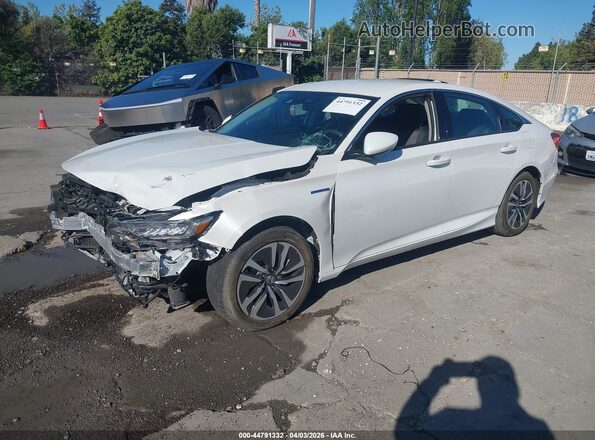 1HGCV3F14LA008599 2020 HONDA ACCORD HYBRID White Vista tres cuartos delantera izquierda
