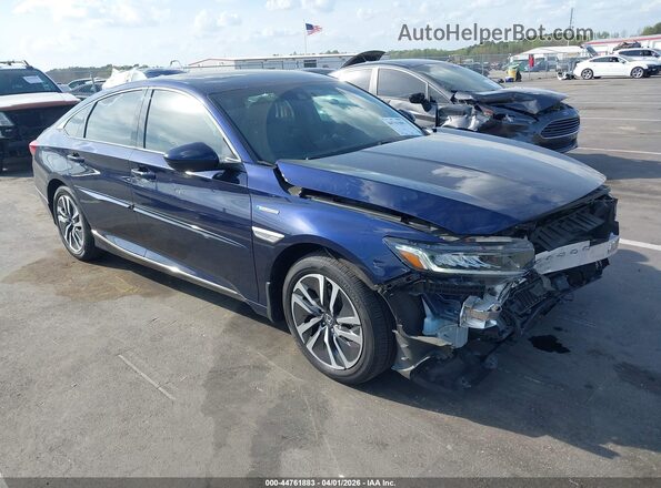 1HGCV3F45LA007973 2020 HONDA ACCORD HYBRID Dark Blue Передняя правая четверть