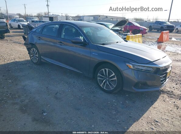 1HGCV3F59MA008313 2021 HONDA ACCORD HYBRID Серый Передняя правая четверть