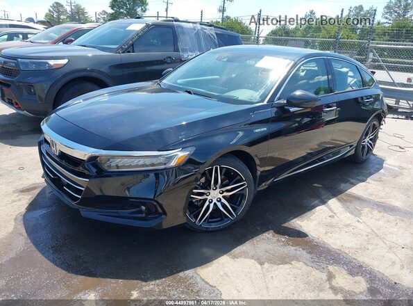 1HGCV3F92MA004591 2021 HONDA ACCORD HYBRID Black Передня ліва чверть