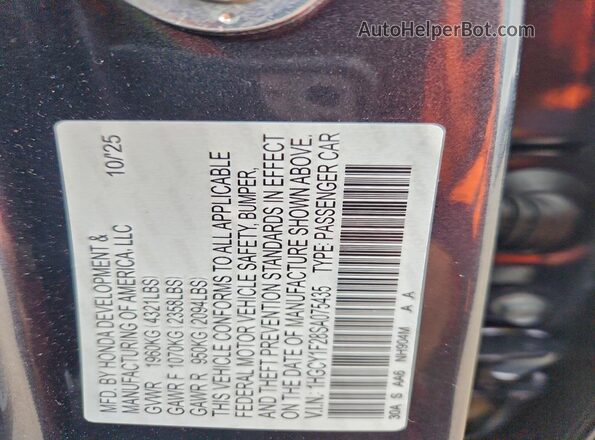 1HGCY1F28SA075435 2025 HONDA ACCORD Серый Вид подкапотного пространства