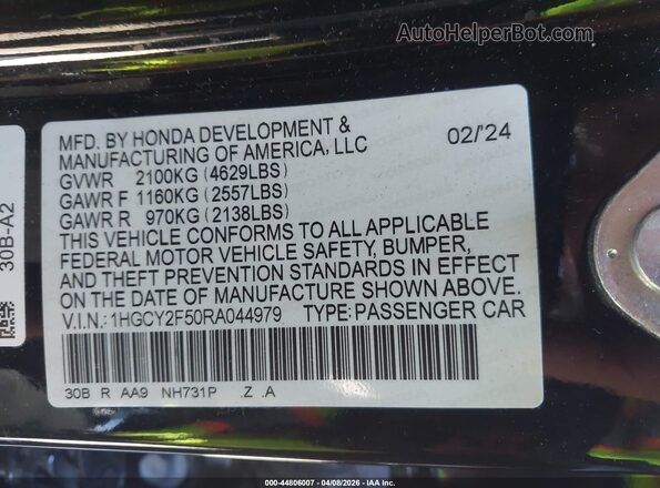 1HGCY2F50RA044979 2024 HONDA ACCORD HYBRID Черный Вид подкапотного пространства