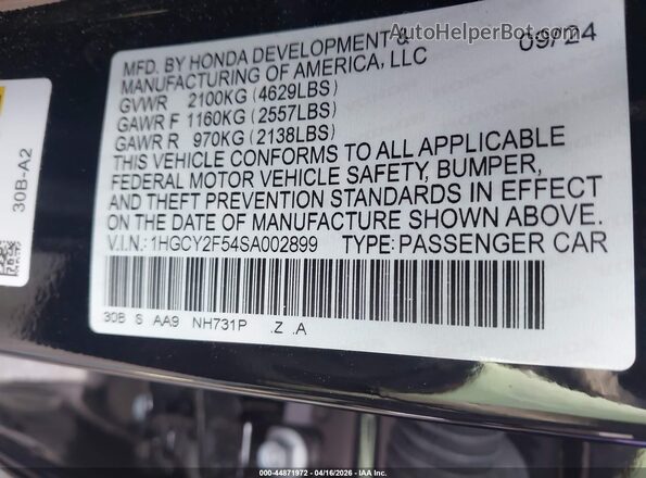 1HGCY2F54SA002899 2025 HONDA ACCORD HYBRID Black Вид підкапотного простору
