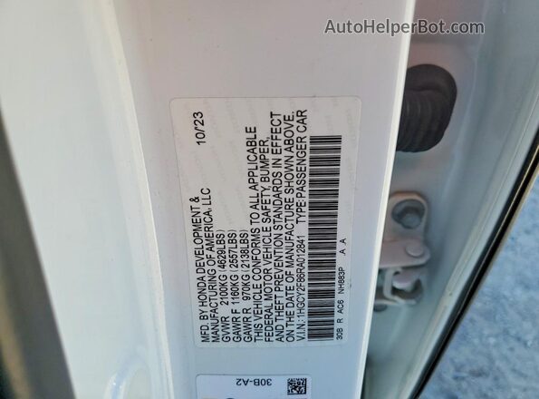 1HGCY2F86RA012841 2024 HONDA ACCORD Белый Вид подкапотного пространства