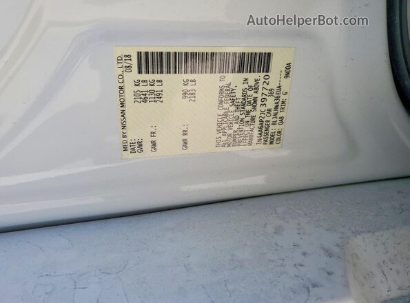 1N4AA6AP2JC397720 2018 NISSAN MAXIMA PLATINUM White Շարժիչի բաժամունքի տեսք