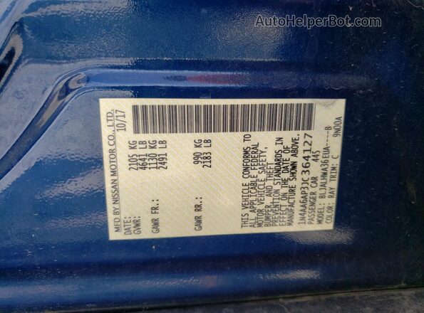 1N4AA6AP3JC364127 2018 NISSAN MAXIMA PLATINUM Синий Вид подкапотного пространства
