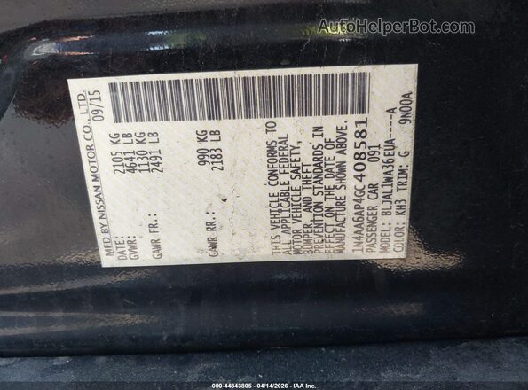 1N4AA6AP4GC408581 2016 NISSAN MAXIMA Black Vista del compartimento del motor