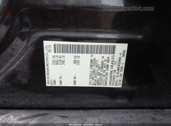 1N4AA6AP9HC384635 2017 NISSAN MAXIMA Черный Вид подкапотного пространства