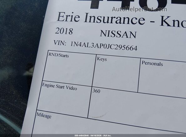 1N4AL3AP0JC295664 2018 NISSAN ALTIMA White Vista del compartimento del motor