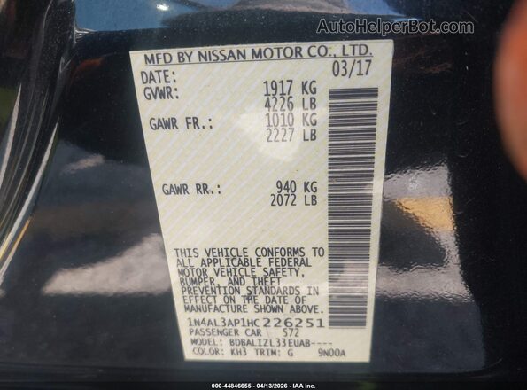 1N4AL3AP1HC226251 2017 NISSAN ALTIMA Black Vista del compartimento del motor