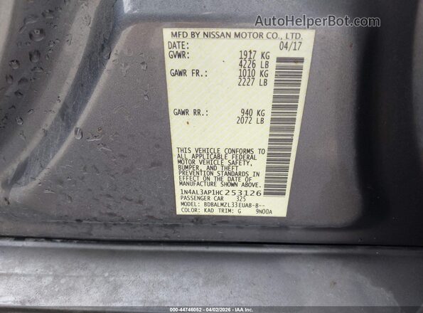 1N4AL3AP1HC253126 2017 NISSAN ALTIMA Gray Engine compartment view